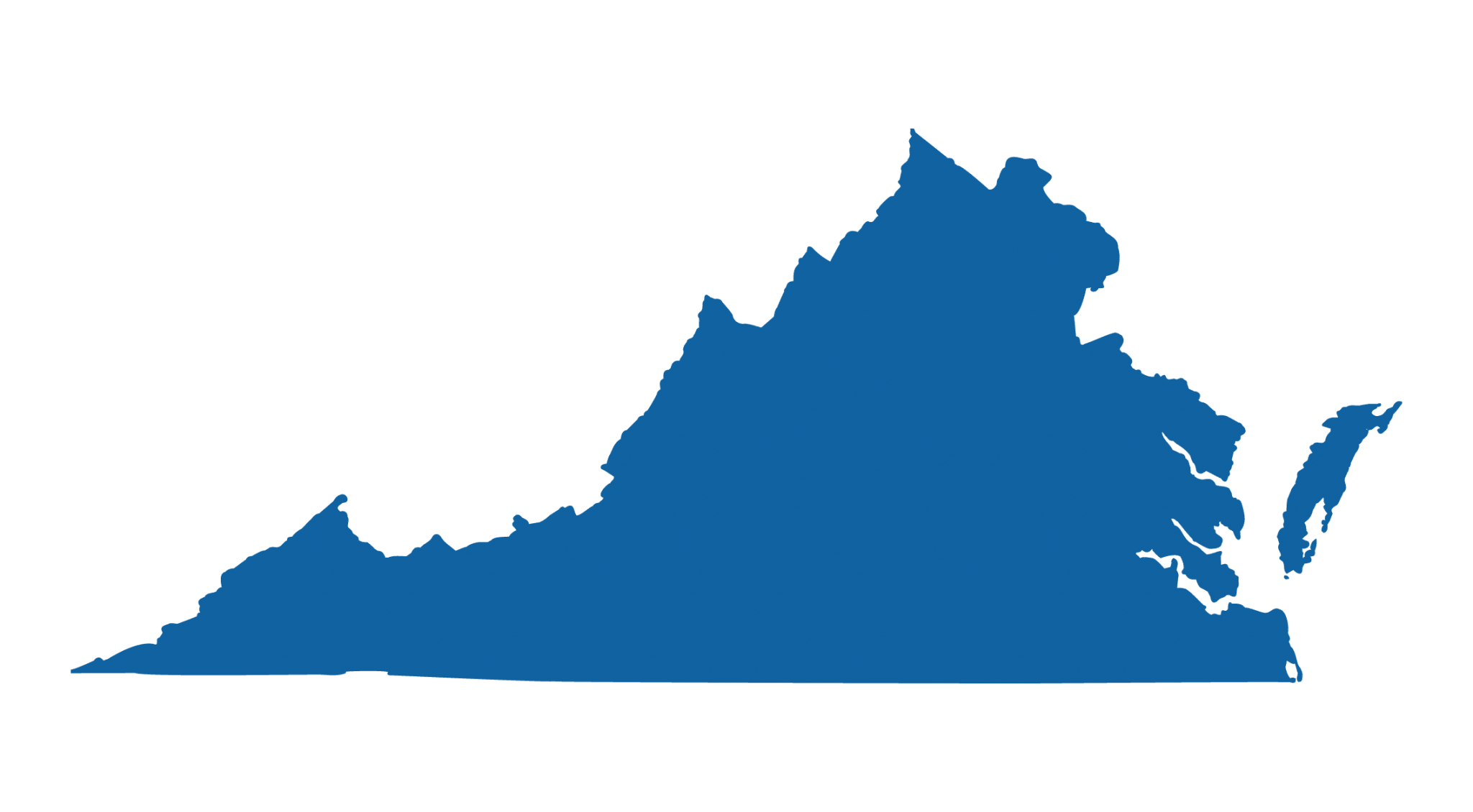 Outline of the state of Virginia colored blue
